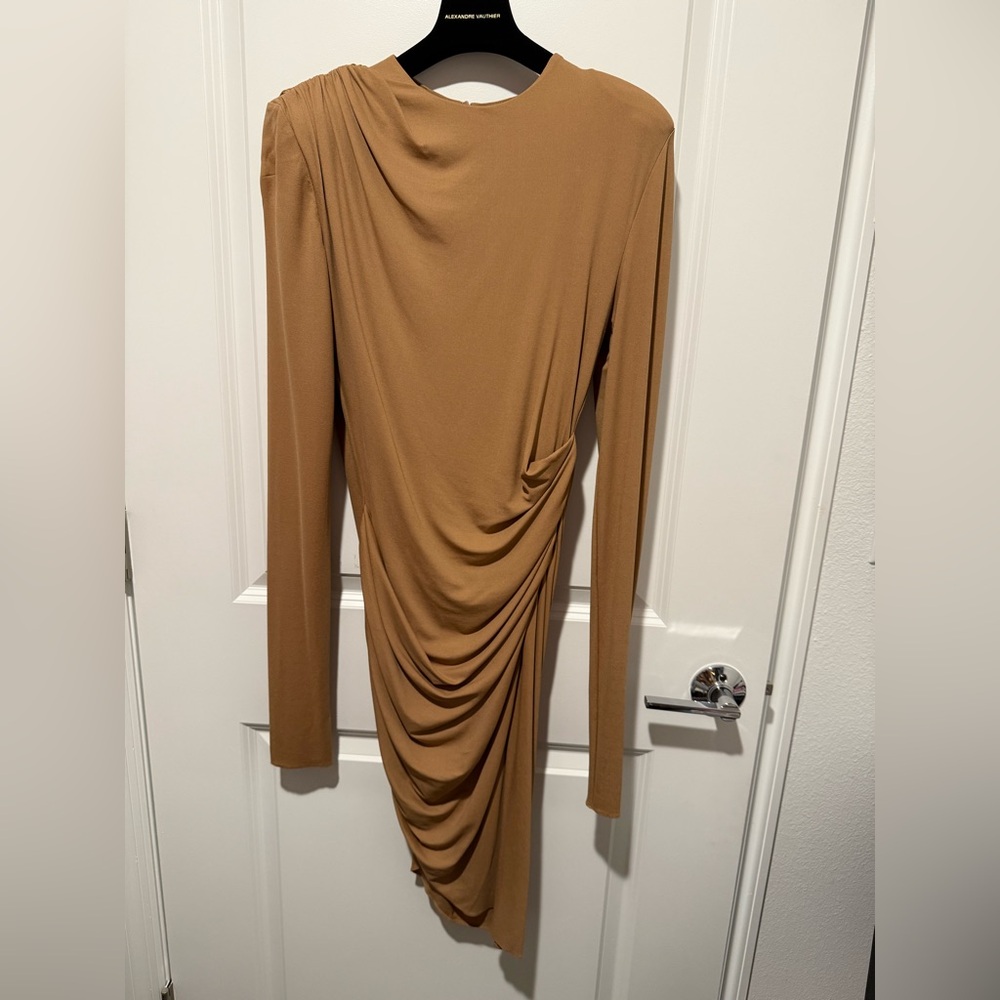 Alexandre Vauthier Elegant Tan Draped Dress